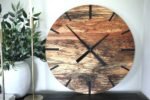 Mid Century Modern Hardwood Spalted Maple Wall Clock with Black Number Lines