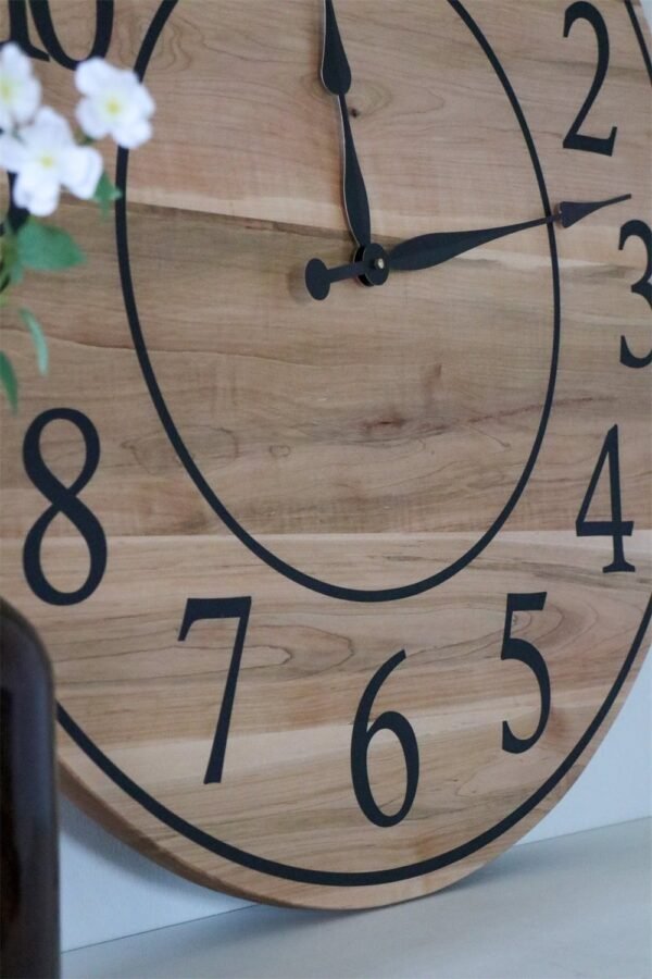30" Large Solid Soft Maple Wood Clock with Black Roman Numerals (in stock)