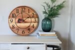 Solid Hickory Wood Wall Clock with Numbers and Lines
