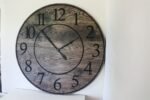 Black Stained Solid Ash Wood Wall Clock with White Roman Numerals