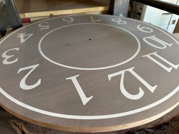 26" clear walnut clock, white arabic numerals