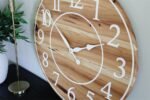 Solid Hickory Wood Wall Clock with Numbers and Lines