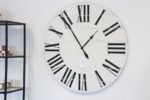 Simple 42" Farmhouse Style Large White Distressed Wall Clock with Black Roman Numerals (in stock)
