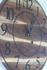 Live Edge 26" Black Walnut Wall Clock with Black Numbers (in stock)