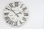 42" Farmhouse Style Large White Distressed Wall Clock with Black Roman Numerals (in stock)