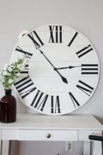 Simple 36" Farmhouse Style Large White Distressed Wall Clock with Black Roman Numerals (in stock)