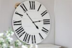 Simple 36" Farmhouse Style Large White Distressed Wall Clock with Black Roman Numerals (in stock)