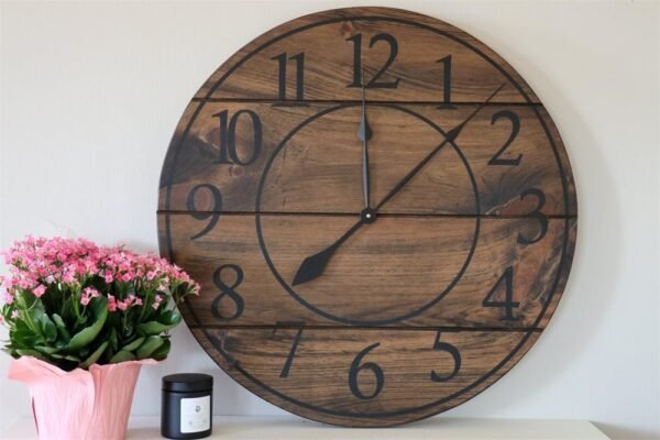 Large Dark Distressed Wall Clock, Stained clock, Oversized clock
