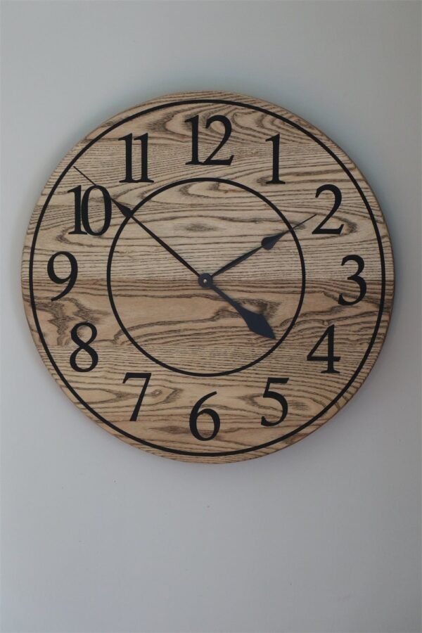 26" Solid Ash Wood Wall Clock with Walnut Stain (in stock)