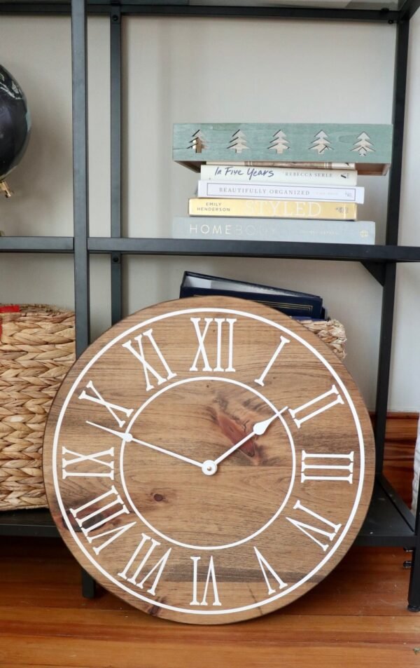18" Large Distressed Wall Clock, Stained clock, Oversized clock (in stock)