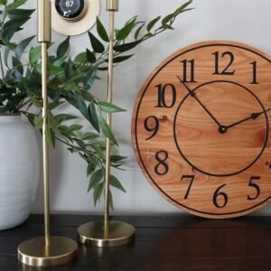 Locust Hardwood Large Wall Clock with Regular Numbers
