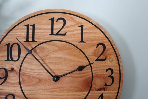 Locust Hardwood Large Wall Clock with Regular Numbers