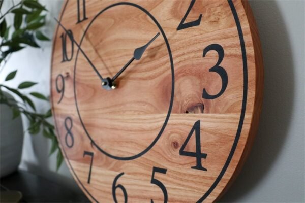 Locust Hardwood Large Wall Clock with Regular Numbers