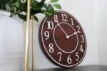 Solid Wood Walnut Wall Clock with White Numbers