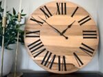 Large Solid Rustic Maple Hardwood Farmhouse Wall Clock with Black Roman Numerals