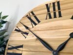 Large Solid Poplar Hardwood Farmhouse Wall Clock with Black Roman Numerals