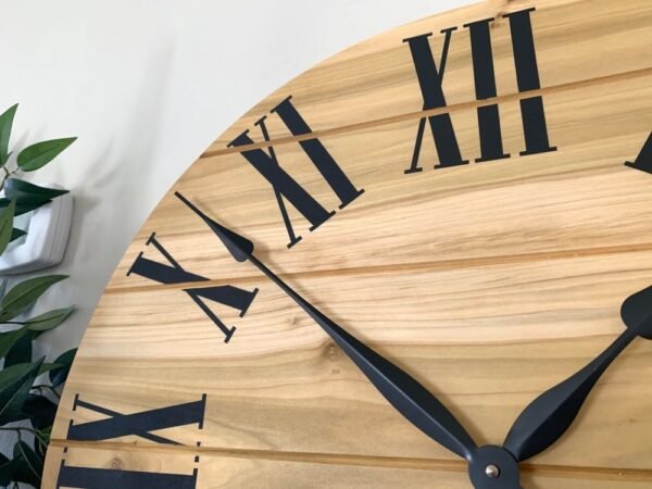 Large Solid Poplar Hardwood Farmhouse Wall Clock with Black Roman Numerals