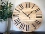 Large Solid Wood Hackberry Wall Clock with Black Roman Numerals