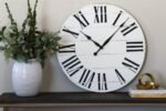 White Lightly Distressed Wooden Farmhouse Wall Clock