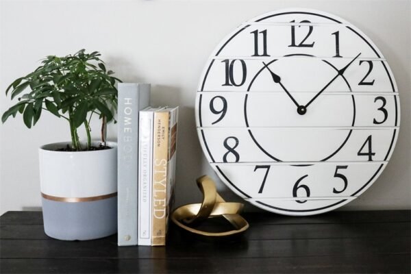 White Lightly Distressed Wooden Farmhouse Wall Clock