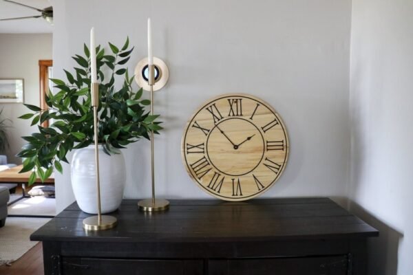 Soft Maple 18" Wood Clock with Black Roman Numerals (in stock)