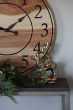 Solid Hickory Wood Wall Clock with Numbers and Lines
