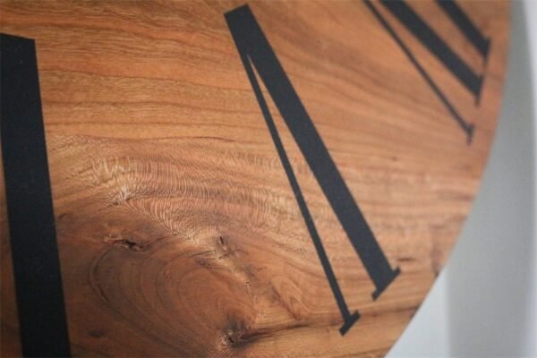 Large Solid Cherry Hardwood Wall Clock with Black Roman Numerals